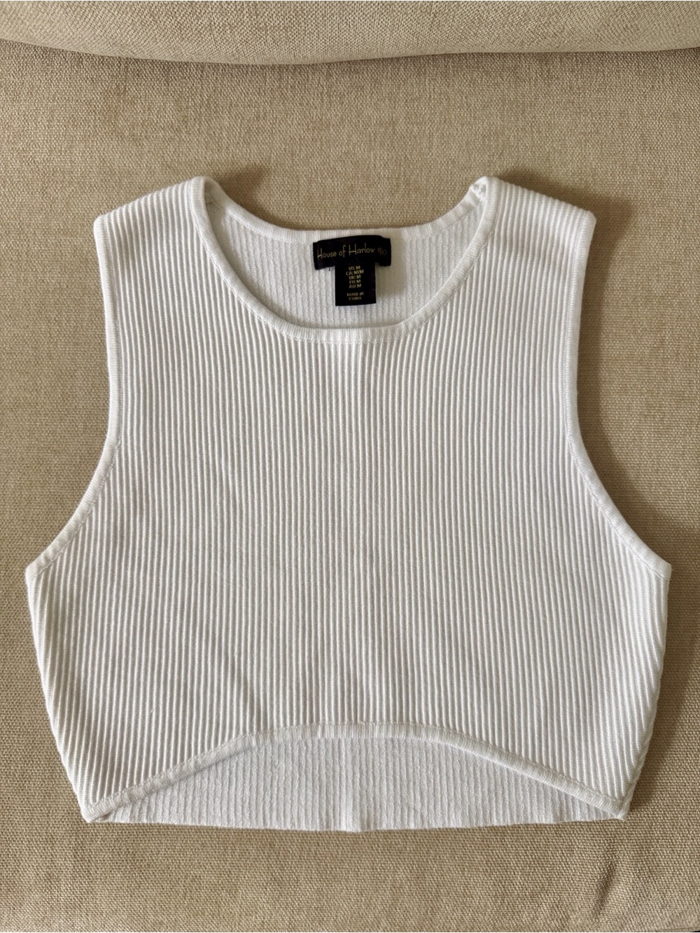 House of Harlow 1960 White Ribbed Crop Tank